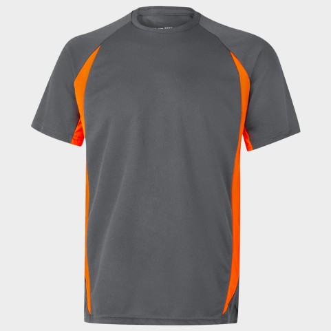 Velilla, T-shirt bicolore, 100% PE, gris/orange, 105501_08/19 n.L